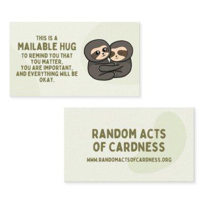 Sloth Mailable Hug Cards