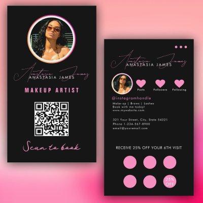Small Business Discount Loyalty QR Code Black Pink