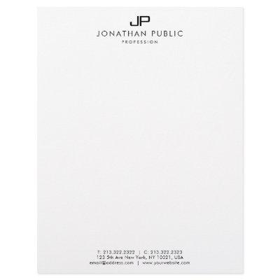 Small Business Elegant Black White Monogrammed Letterhead