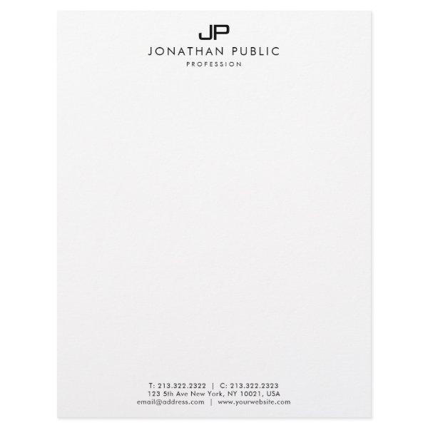 Small Business Elegant Black White Monogrammed Letterhead