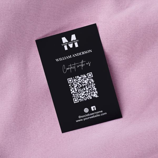 Small Business Instagram Facebook QR Code Black Enclosure Card