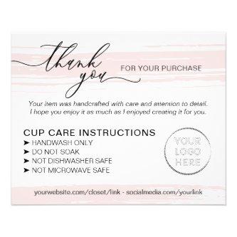 Small Business Tumbler Cup Mug Instructions Care Flyer