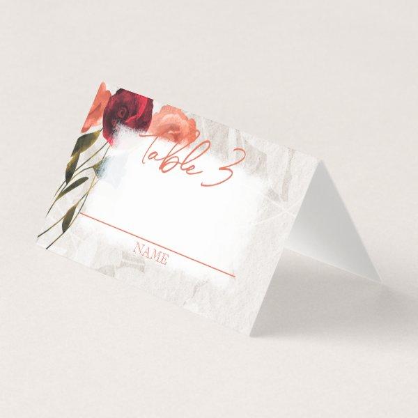 Small Folded Peach, Red Roses Folded Wedding Table