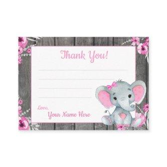 Small Thank You Tags with Text Elephant Pink Gray