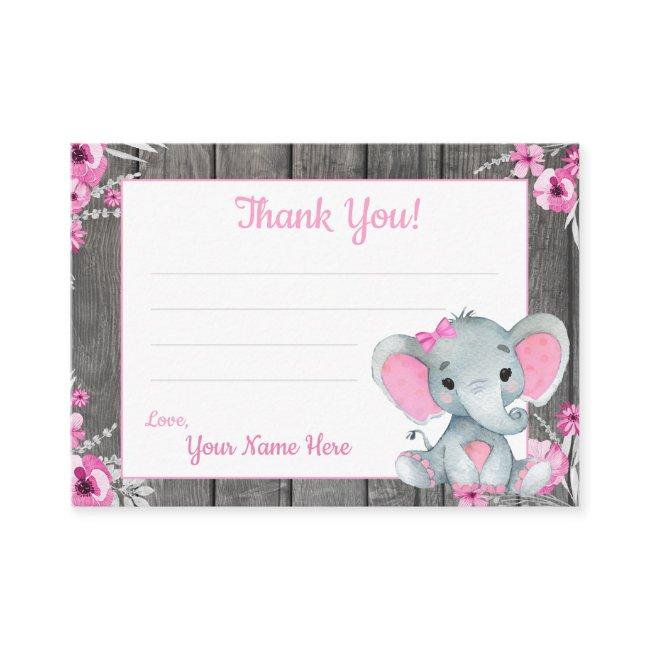 Small Thank You Tags with Text Elephant Pink Gray
