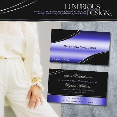 Smart Black and Blue Curved Decor Lines Shimmering