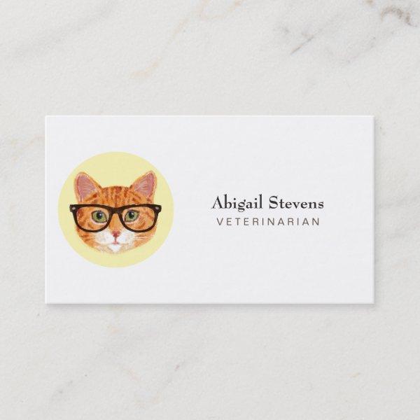 Smart Orange Cat Wearing Glasses