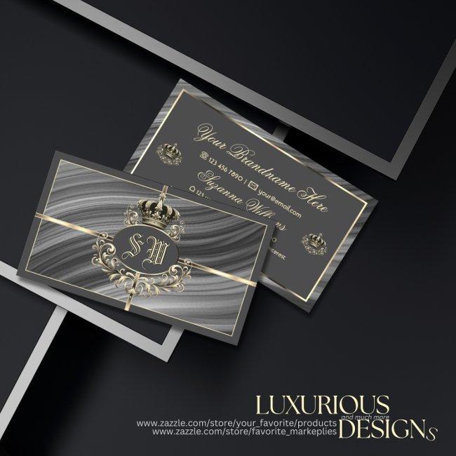 Smart Royal Gray Gold Crown and Monogram Sumptuous