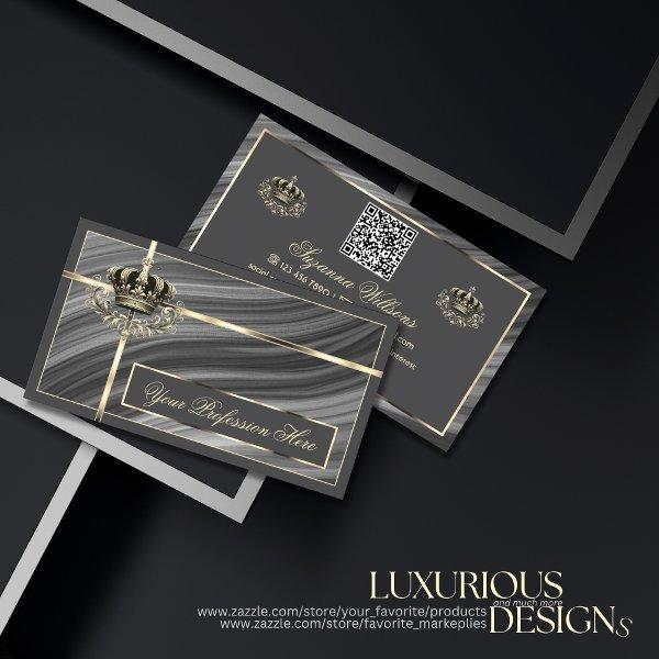 Smart Royal Gray Gold Crown with QR Code Sumptuous