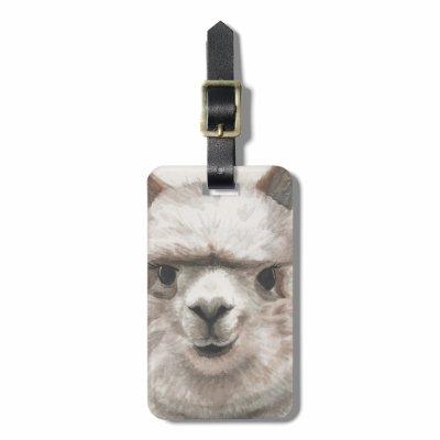 Smiling Alpaca Luggage Tag Llama Bag ID