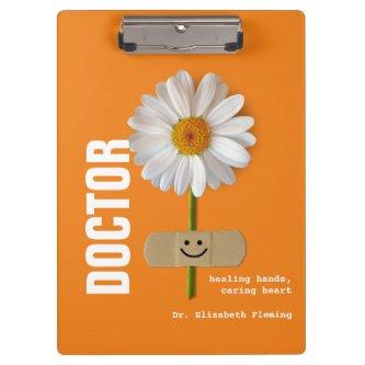 Smiling Daisy Custom Name Clipboard for Doctor