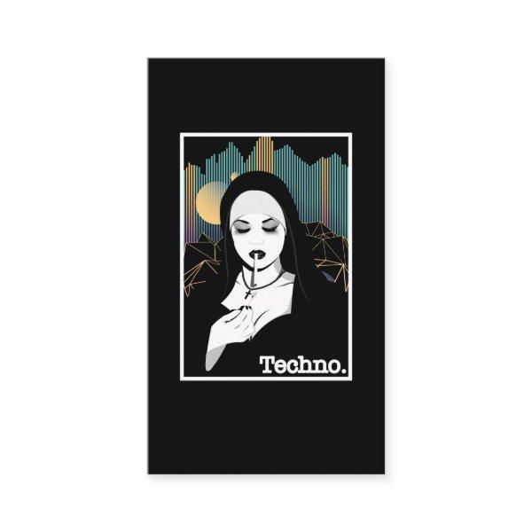 Smoking Techno Nun Religion Retro Bass Music