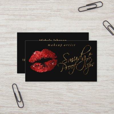 Smudge Proof Lips - Red Glitter and Elegant Gold