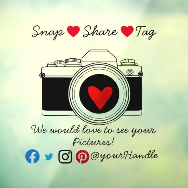 snap share tag social media small business sign