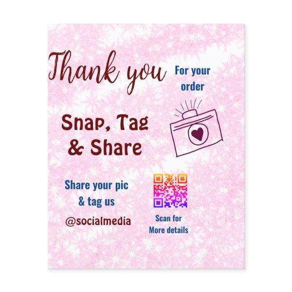 Snap tag share social media q r code glitter pink
