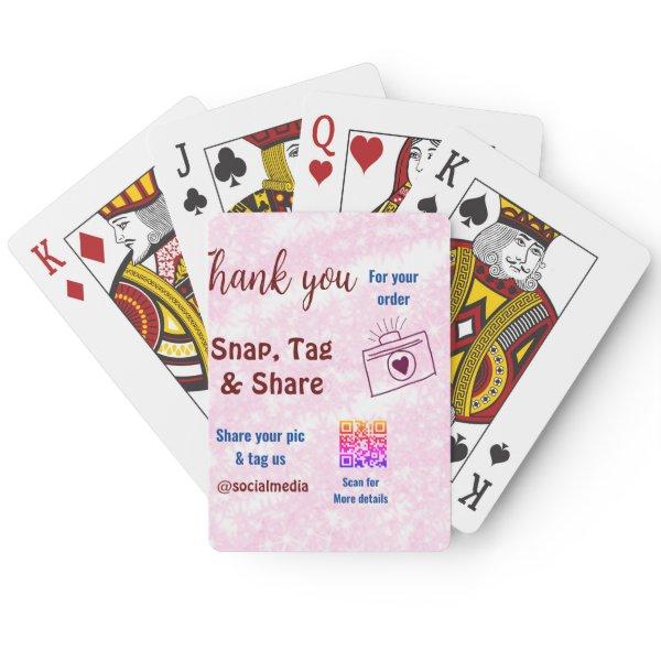 Snap tag share social media q r code glitter pink  poker cards