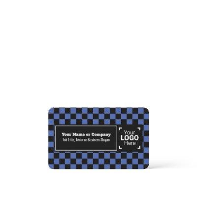 Snazzy Blue / Black Checkered Own Text, QR, Logo