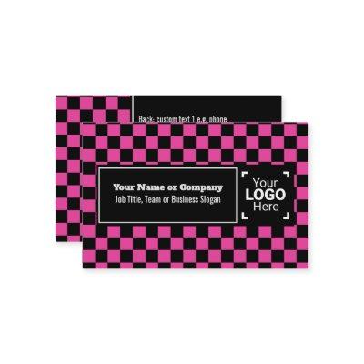 Snazzy Cerise / Black Checkered Own Text, QR, Logo