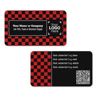 Snazzy Red / Black Checkered Own Text, QR, Logo