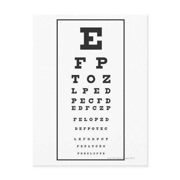 Snellen Chart Postcard