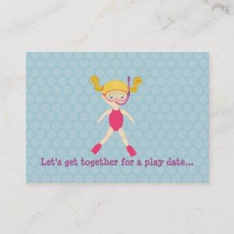 Snorkeling Girl Beach Party Calling Card