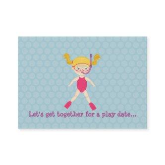 Snorkeling Girl Beach Party Calling Card