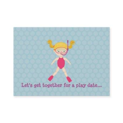 Snorkeling Girl Beach Party Calling Card