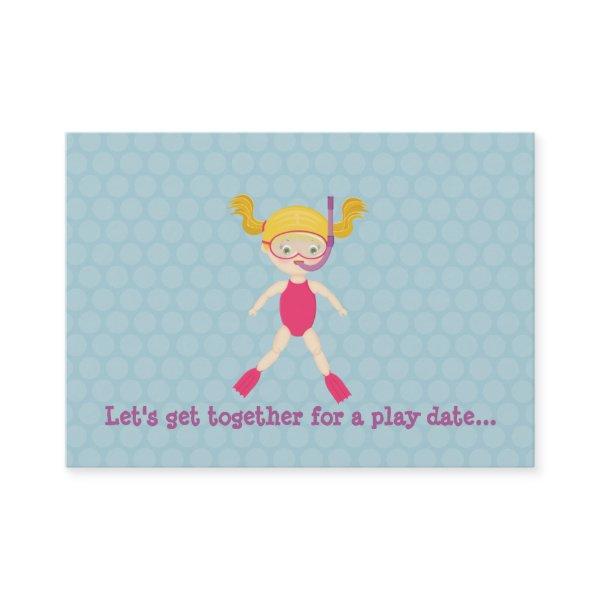 Snorkeling Girl Beach Party Calling Card