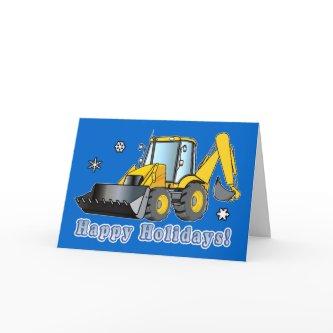 Snow Plowing Business Holiday Card: Backhoe