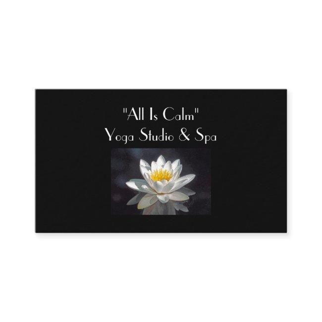 "SNOW WHITE FULLLY OPENED LOTUS BLOSSOM ON BLACK