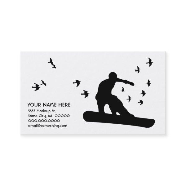 snowboard with birds