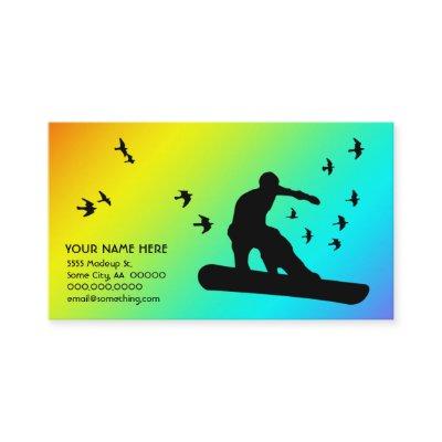 snowboard with birds