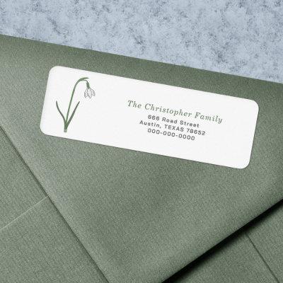 Snowdrop Pastel Flower Return Address Label