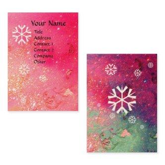SNOWFLAKES IN SILVER PINK GREEN FLORAL SPARKLES