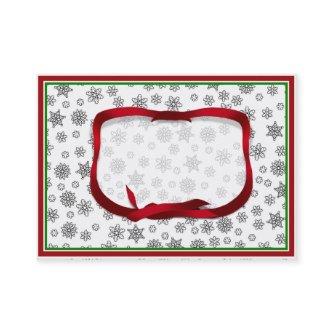 Snowflakes Outlined with Red Ribbon Tag