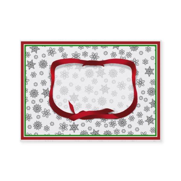 Snowflakes Outlined with Red Ribbon Tag