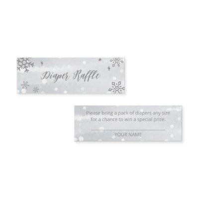 Snowflakes Silver Gray Baby Shower Diaper Raffle Mini