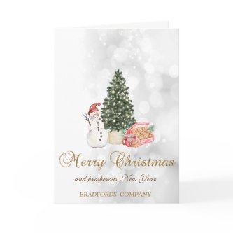 Snowman,Christmas Tree,Cookies Holiday Card