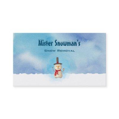 Snowman Waving And Smiling In Cold Winter Snow
