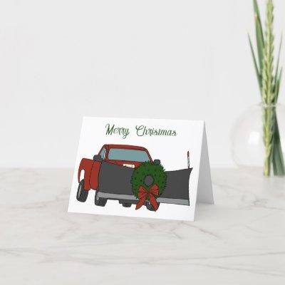 Snowplow with Christmas Wreath Custom Snowplowing Holiday Card
