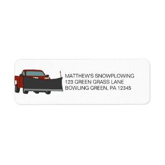 Snowplowing Business Snow Plow Return Address Label