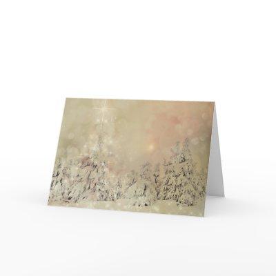 Snowy Gold Forest Christmas Holiday Card