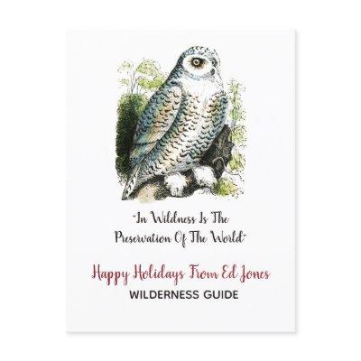 Snowy Owl Christmas Holiday Postcard