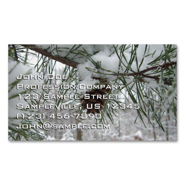 Snowy Pine Branch Winter Nature Photography  Magnet