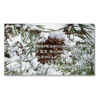 Snowy Pine Cone I Winter Nature Photography  Magnet