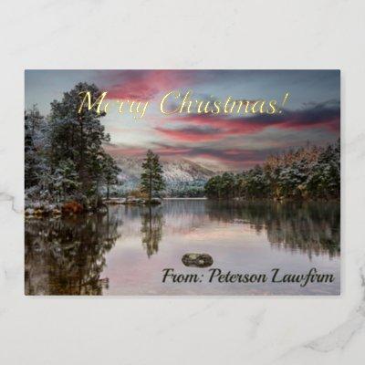 Snowy Scottish Landscape Foil Holiday Card