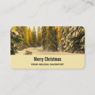 Snowy Winter Path with Pine Trees Christmas