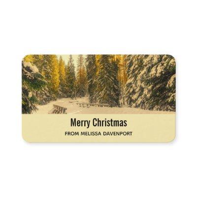 Snowy Winter Path with Pine Trees Christmas
