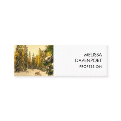 Snowy Winter Path with Pine Trees Photo Mini