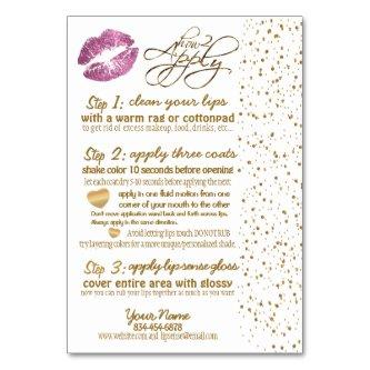 So Pink & Gold Confetti Lip Instructions 2 Table Number